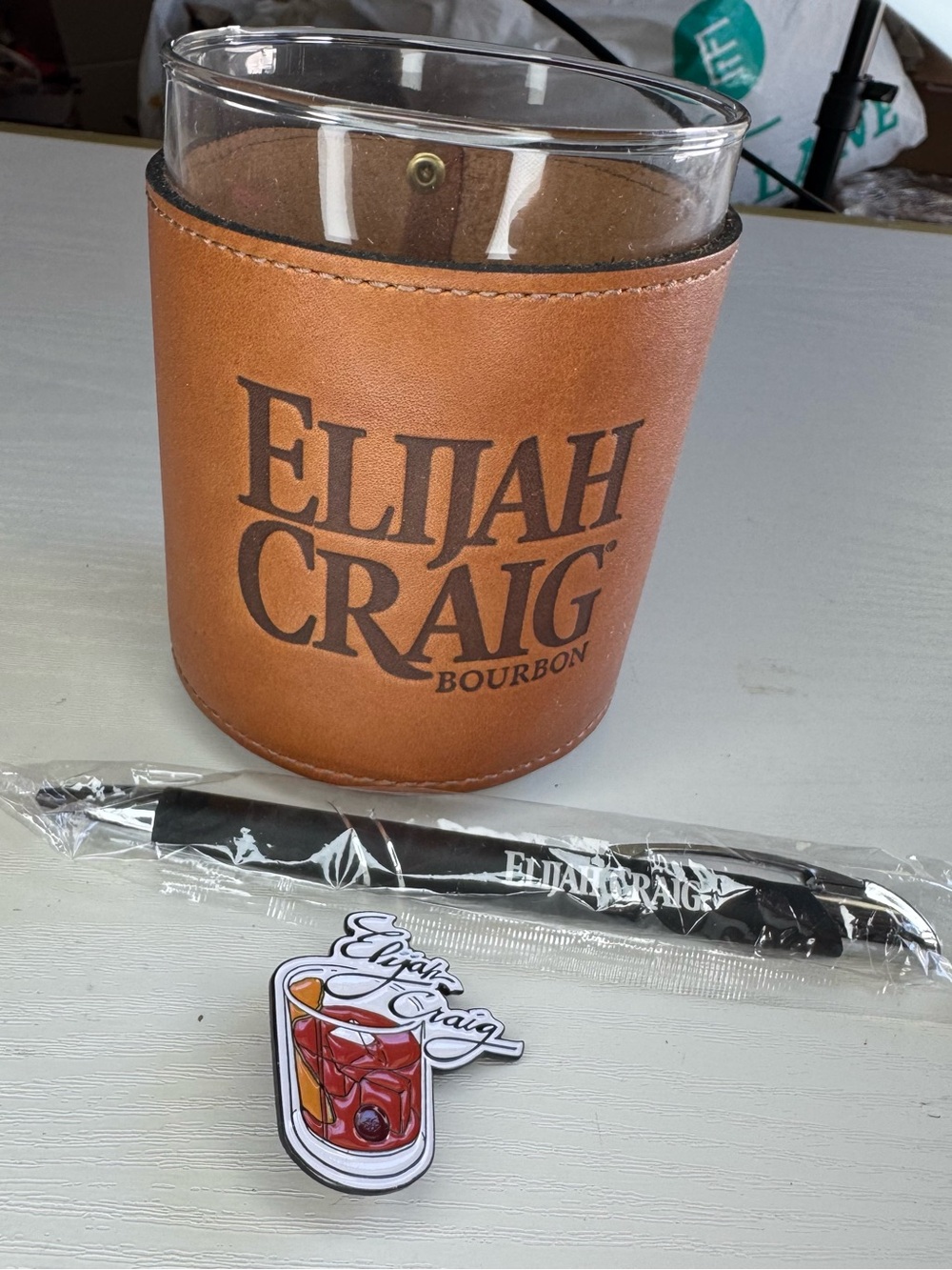 Elijah Craig Bourbon Branded Tumbler  with Lapel pin and Writing pen
